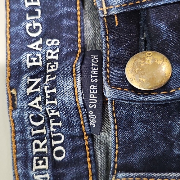 American Eagle360 Super Stretch Size 00 Distressed Dark Wash High Rise Jeggings - Picture 6 of 8